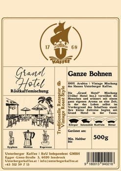 [220] Unterberger || Röstkaffee Grand Hotel 500g (Ganze Bohne ungemahlen)