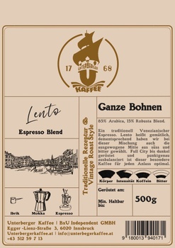 [214] Unterberger || Espresso Lento 500g (Ganze Bohne ungemahlen)